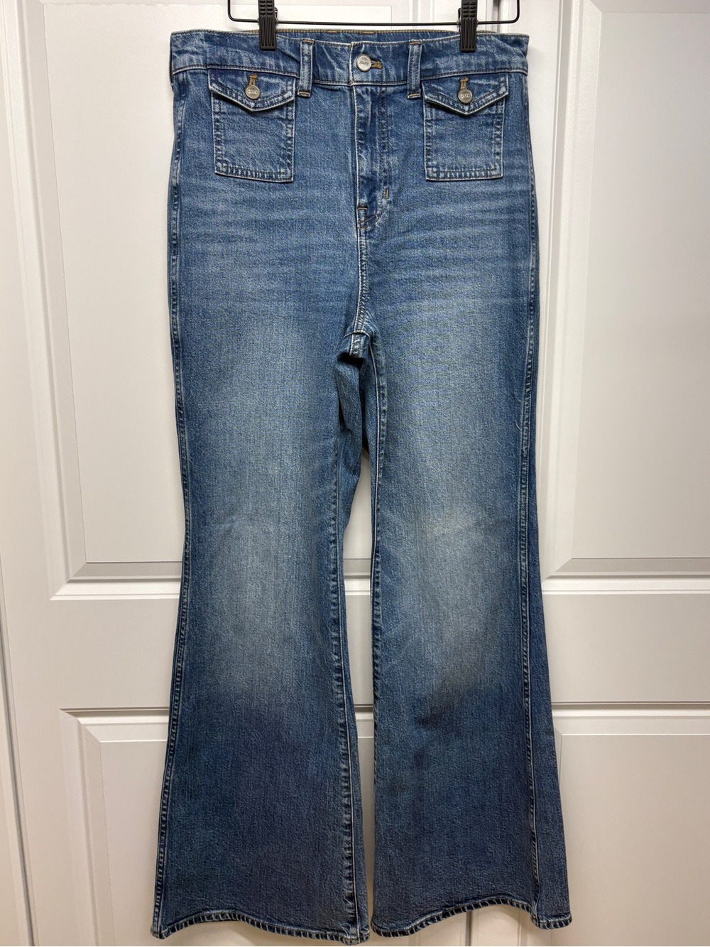 J.Crew Vintage Flare Jeans with Flap Pockets High Rise Stretch 28 Like New